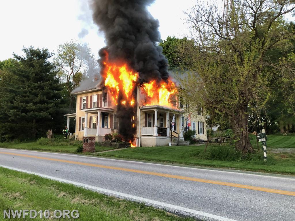 House Fire - May 2022 - 1100 Block of Nicodemus Road.  E101, E102, BR105, M109, U10-1, CF10