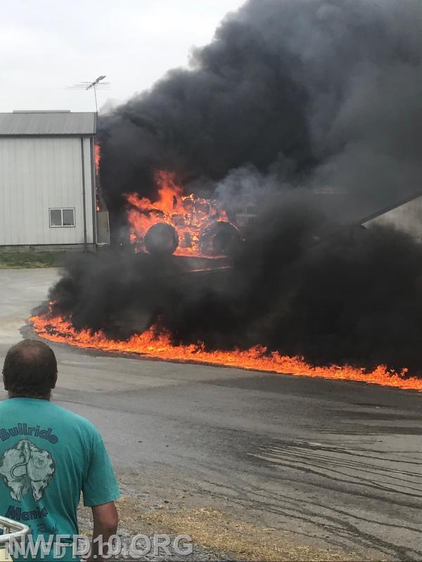 Tractor and Building Fire - 3900 Block of Hawks Hill Road - June 2019.  E101, E102, M109, U10-1, HM30, CF10-1